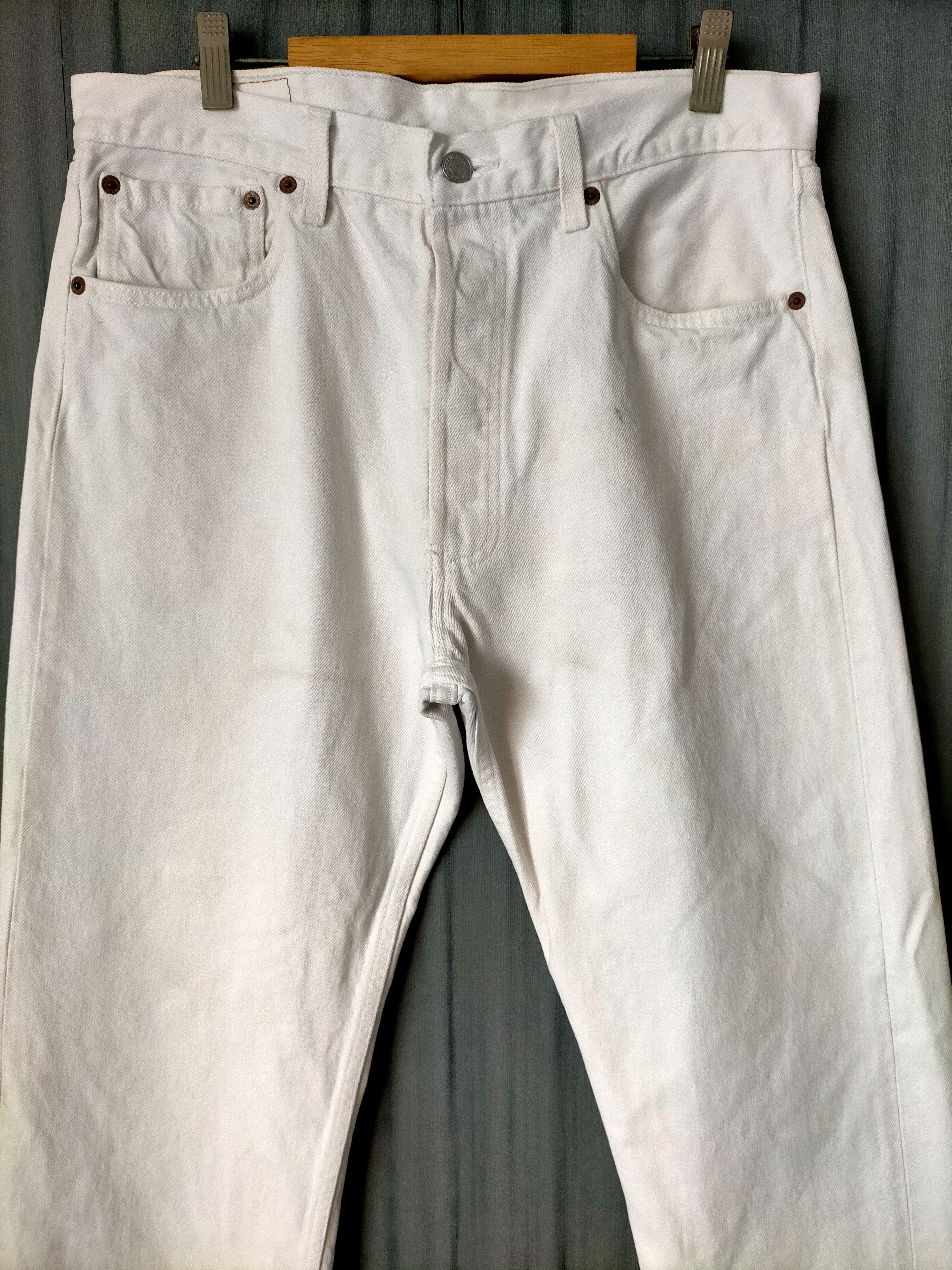 Levi's Vintage Clothing Vintage Levis 501 Usa Button Fly White Jeans Size US 33 - 5 Thumbnail
