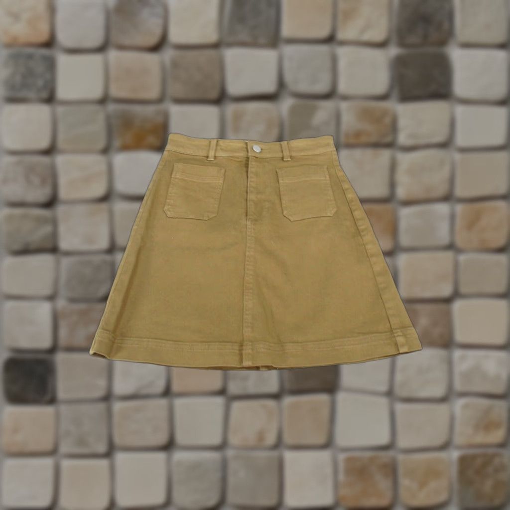 Everlane Everlane Skirt Womens 0 Tan Denim A-Line Short Brown Cotton Spandex Zipper 90s? Size 25" / US 0 / IT 36 - 1 Thumbnail