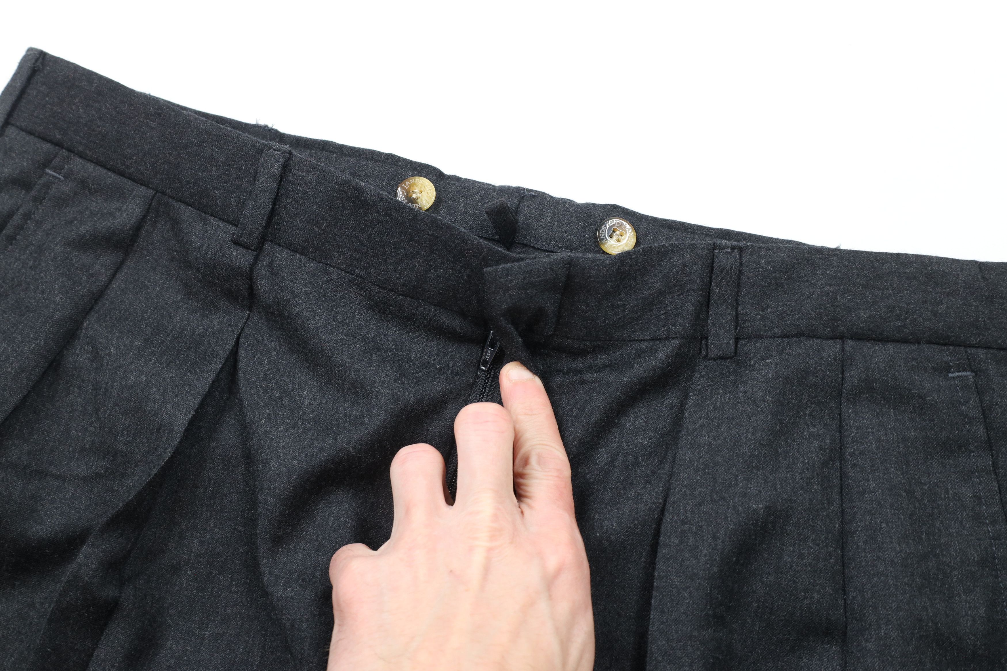 Lands' End × Vintage Vintage 90s Lands End Wide Leg Chino Pants Charcoal Gray USA Size US 38 / EU 54 - 5 Thumbnail