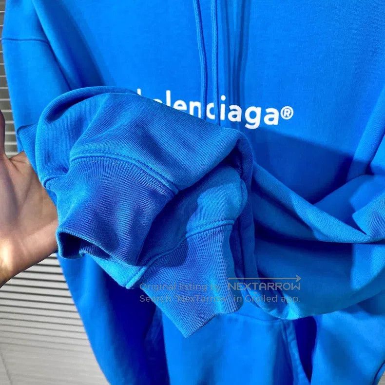 Balenciaga Balenciaga Loose Blue Hoodie Sweatshirt with Mailbox Lette Size US S / EU 44-46 / 1 - 5 Thumbnail