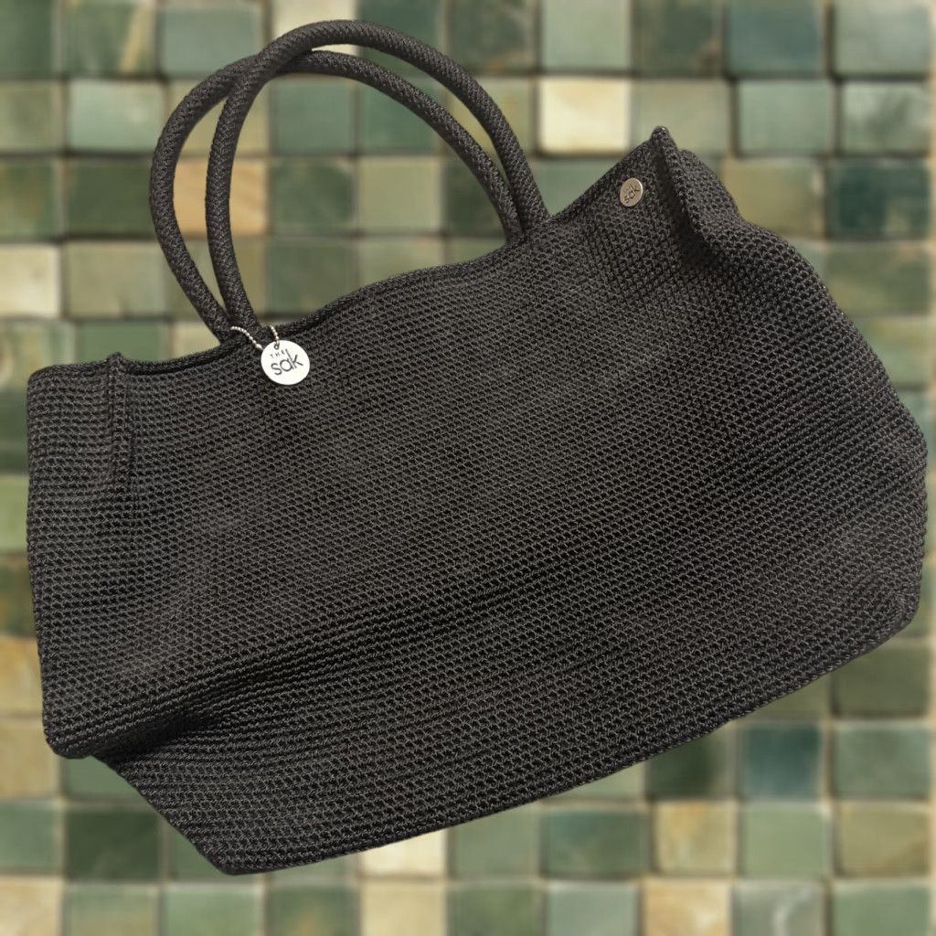 The Sak The Sak Satchel Purse Weave Double Handle Black Tote Woven Large Satchel/Top Handle Bag Womens Size ONE SIZE - 1 Thumbnail