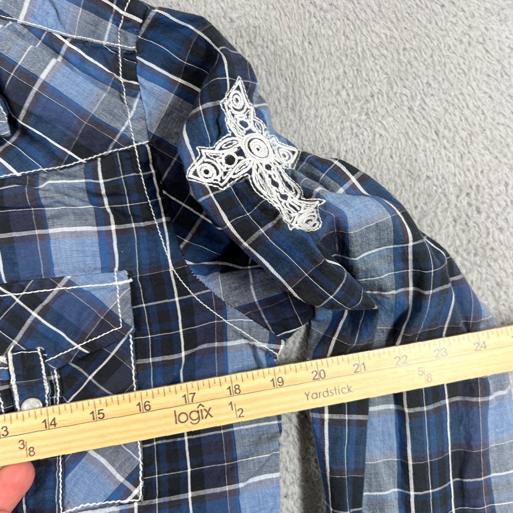 Vintage Buckle BKE Mens Shirt Long Sleeve Cotton Plaid Western Cowboy Embroidered Pearl Snap S Size US S / EU 44-46 / 1 - 4 Thumbnail
