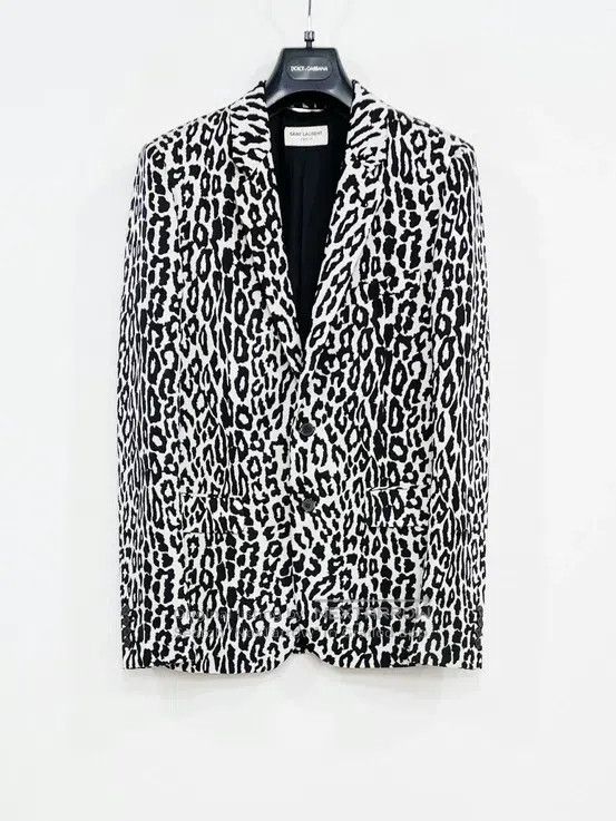 Saint Laurent Paris Saint Laurent Paris Black and White Leopard Print Jacket Size US M / EU 48-50 / 2 - 1 Thumbnail