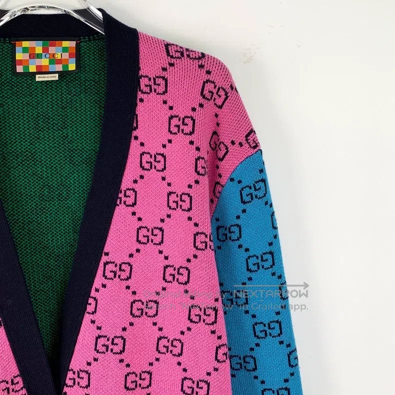 Gucci Gucci Colour-matched logo jacquard full-printed wool V-nec Size XS / US 0-2 / IT 36-38 - 3 Thumbnail