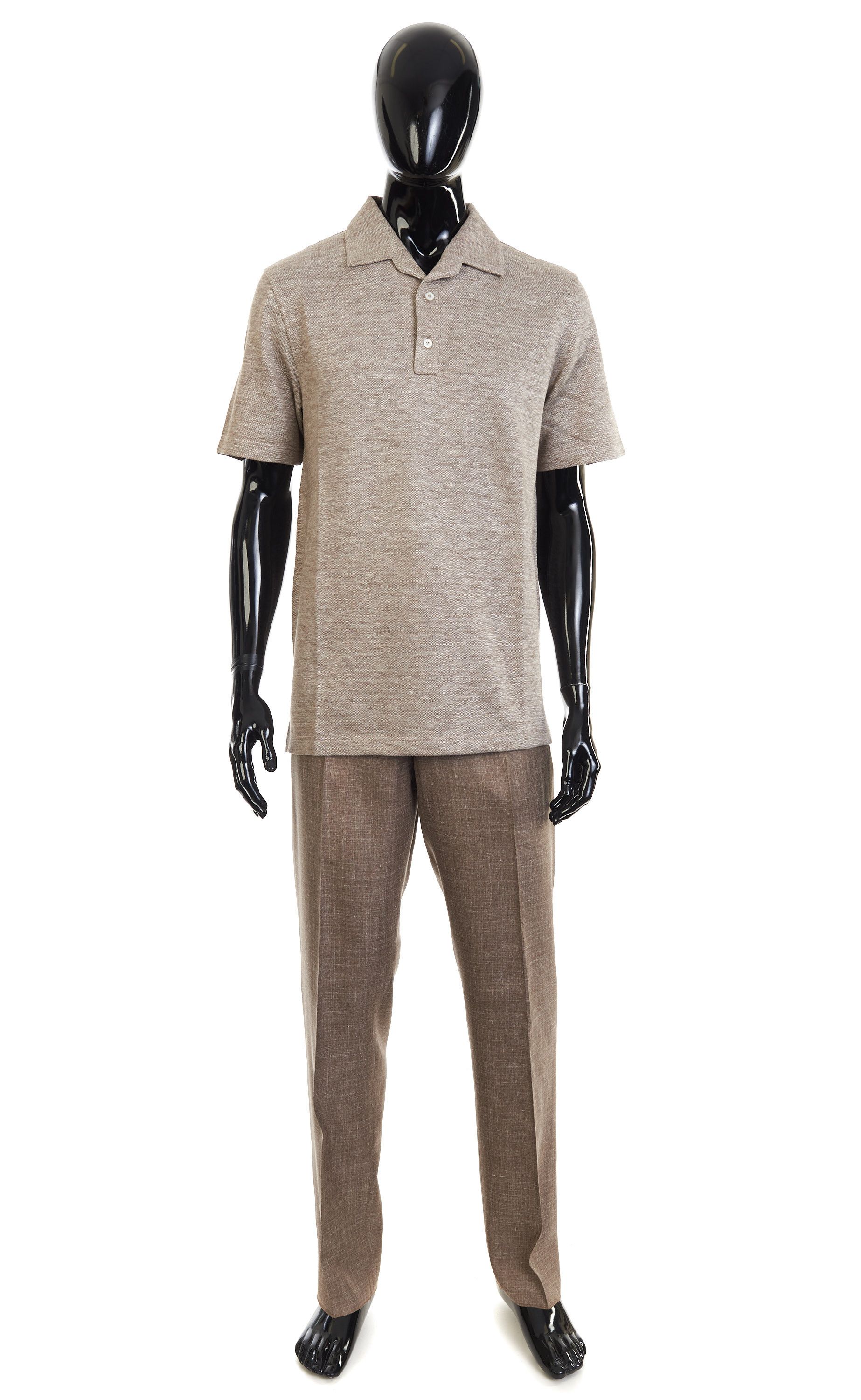 Other Brett Johnson Mocha Brown Silk, Wool & Linen Polo Shirt Size US S / EU 44-46 / 1 - 2 Thumbnail