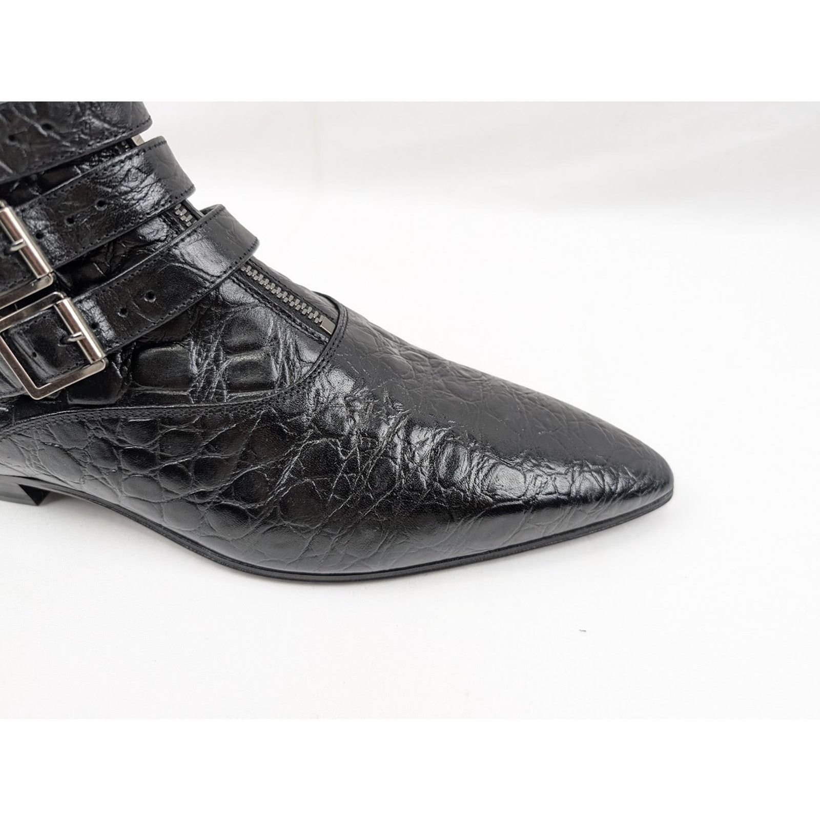 Saint Laurent Paris o1rshd1 Goth 15 Zip Buckle Boots Fake Cocco Yankee in Nero Size US 8.5 / EU 41-42 - 3 Thumbnail