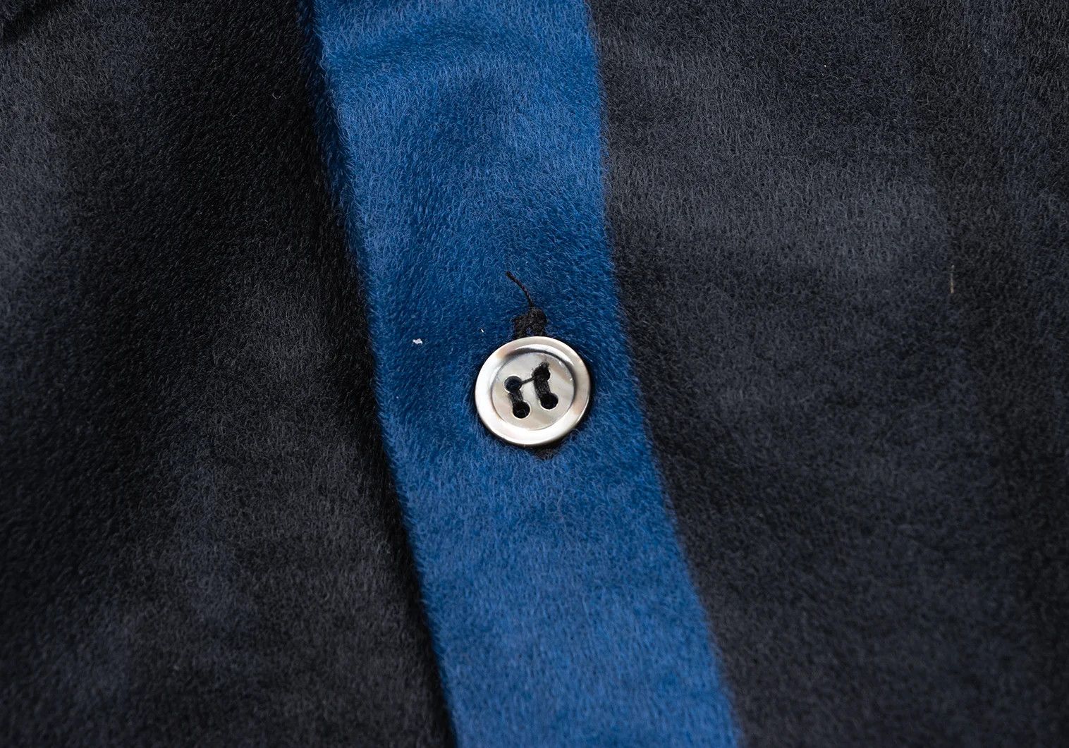Comme des Garcons Homme Plus Nylon Pile Stripe Open Collar Short Sleeve Shirt Blue Black Size US M / EU 48-50 / 2 - 5 Thumbnail