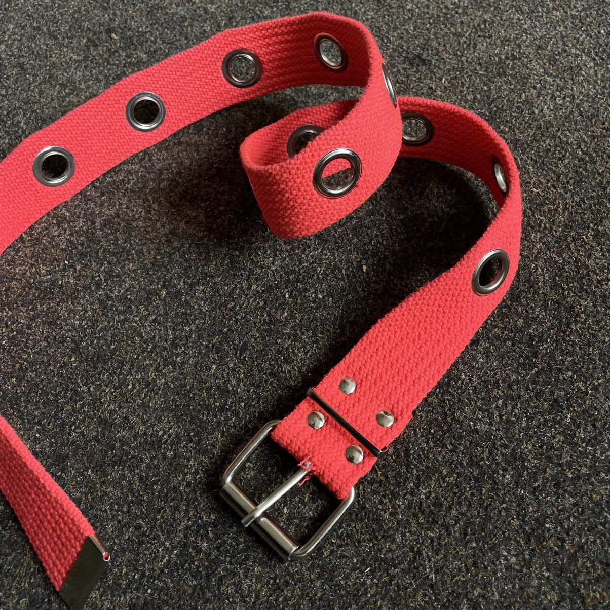 Vintage Vintage 90s Japanese Goth Alt Red Canvas Belt Buckle Slim OS Size ONE SIZE - 5 Thumbnail