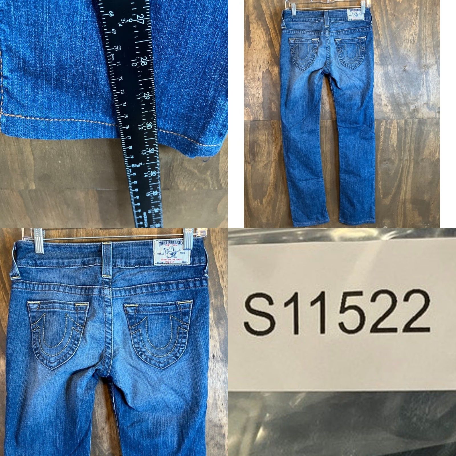 True Religion VINTAGE? — Wait; item is True Religion Womens Jeans Blue Low Rise Straight Leg Embroidered Stretch 27 Size 27" / US 4 / IT 40 - 8 Thumbnail