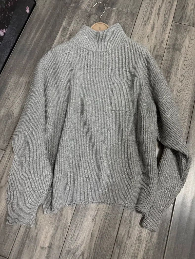 Brunello Cucinelli Brunello Cucinelli Gray Sequin Sweater Size S / US 4 / IT 40 - 2 Thumbnail