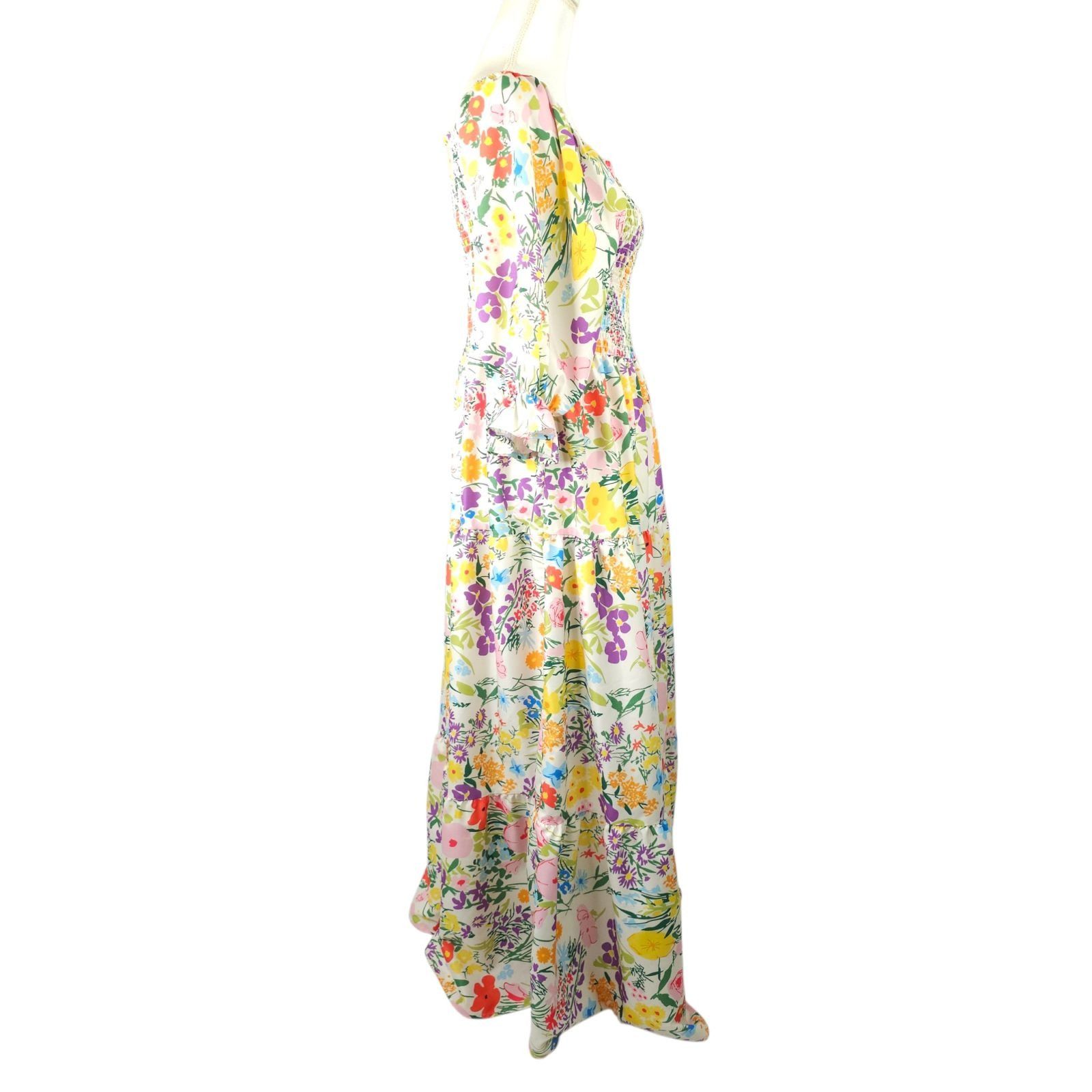 Other Sunday Up Maxi Dress L Floral Shirred Bodice Puff Sleeves Size L / US 10 / IT 46 - 7 Thumbnail