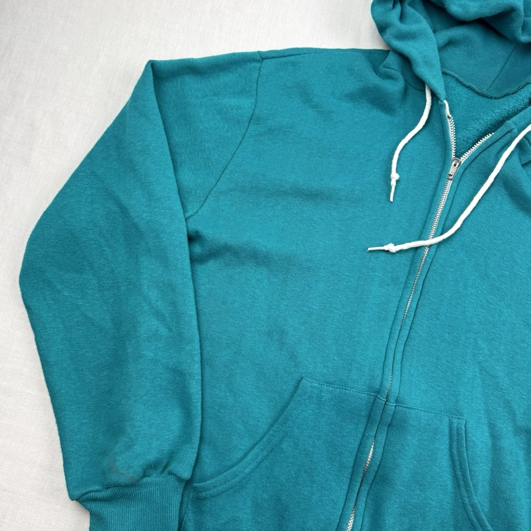 Altea Vintage Full Zip Hoodie Mens Adult Medium Teal Pockets 80s USA Cotton Blend Size US M / EU 48-50 / 2 - 5 Thumbnail