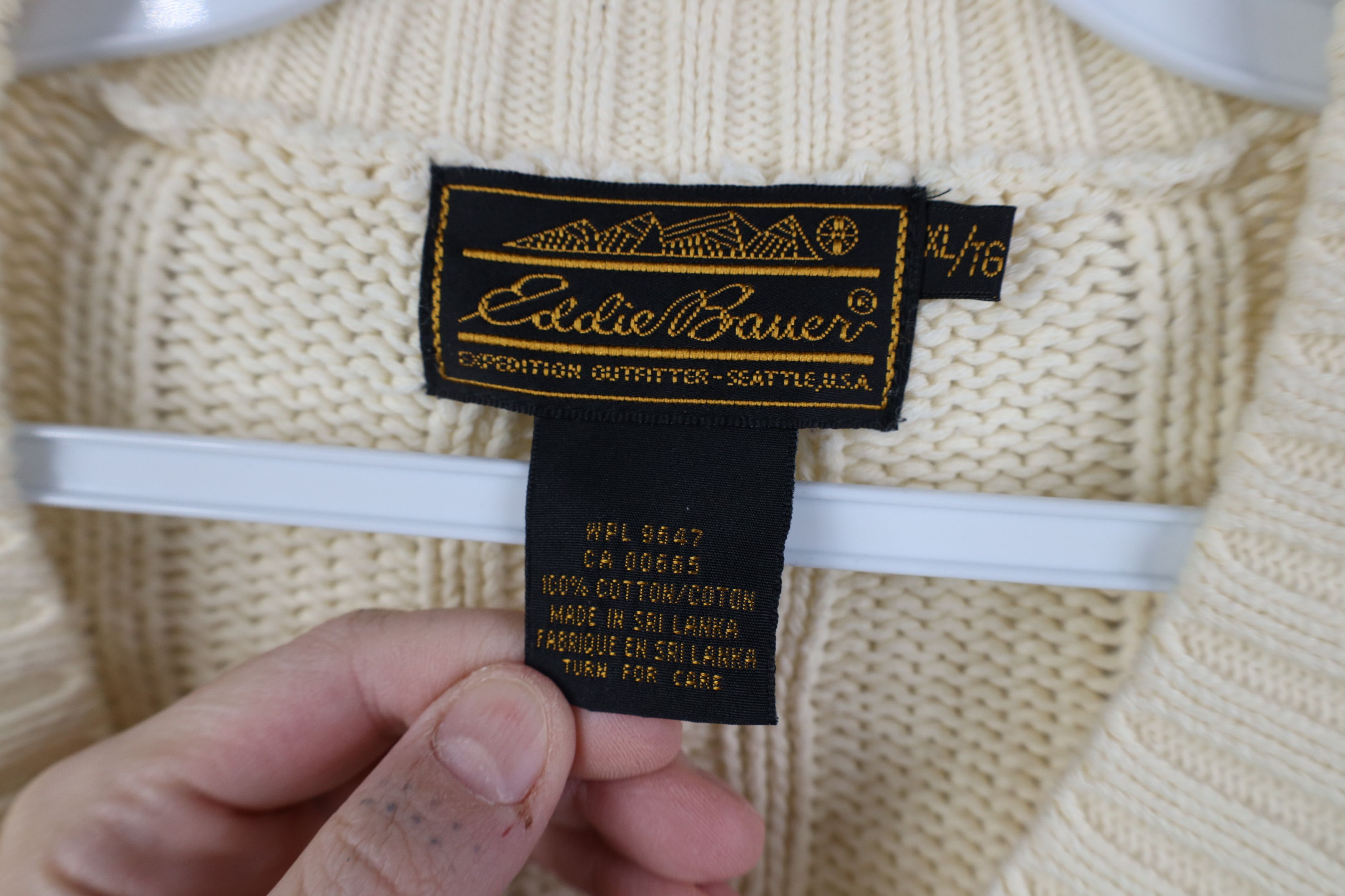 Eddie Bauer Vintage 90s Eddie Bauer Chunky Cable Knit Sweater Cream Size XL / US 12-14 / IT 48-50 - 4 Thumbnail