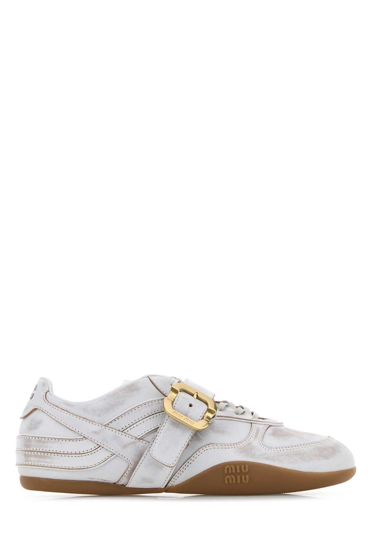 Miu Miu Chalk Leather Gymnasium Sneakers Size US 11 / IT 41 - 1 Thumbnail