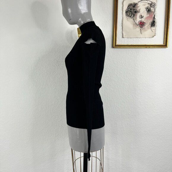 Helmut Lang Helmut Lang Ribbed Slash Shoulder Sleeve Mock Neck Top Size S / US 4 / IT 40 - 4 Thumbnail