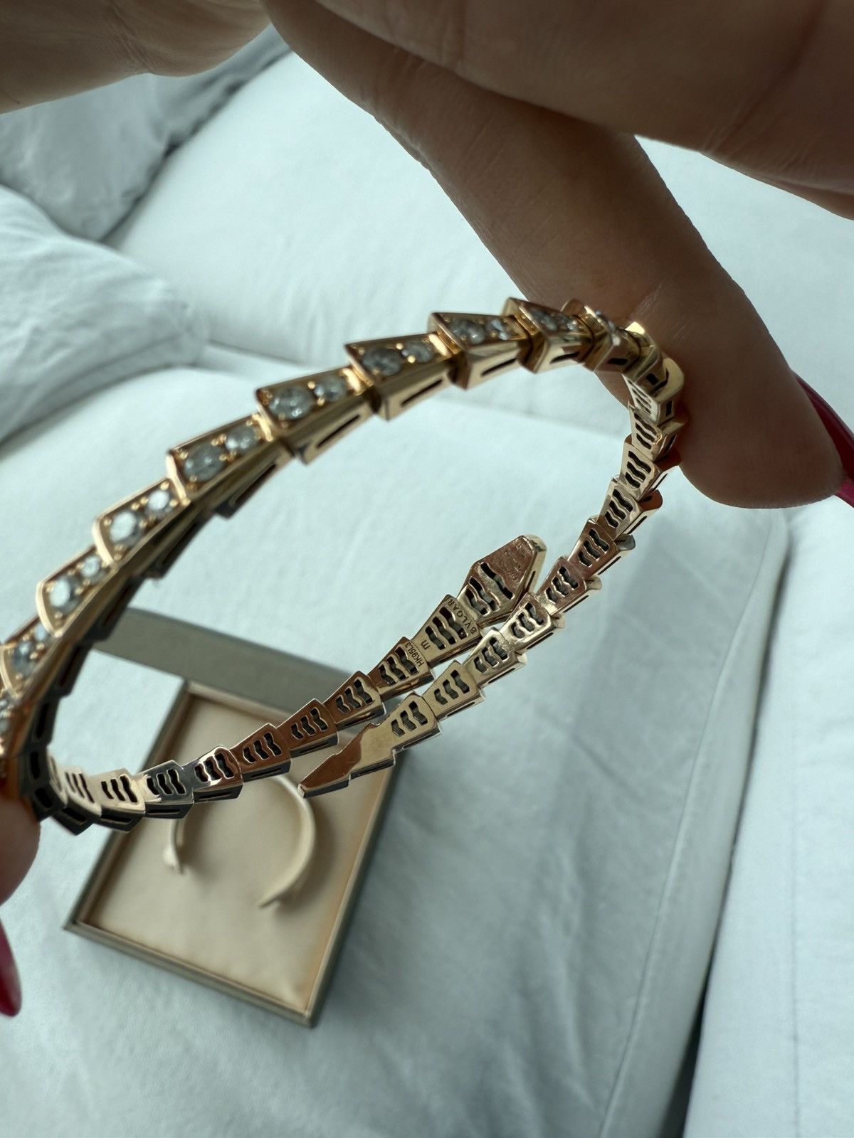 Bvlgari BVLGARI Serpenti Viper 18K Rose Gold Pavè Diamond Bracelet Size ONE SIZE - 7 Thumbnail