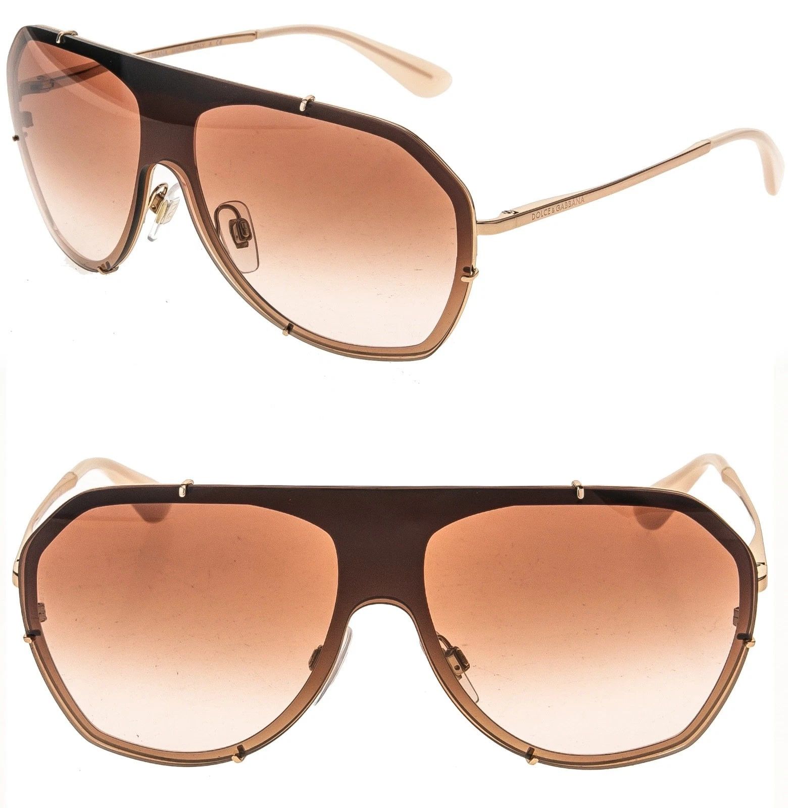 Dolce & Gabbana DOLCE & GABBANA DG2162 2162 Rose Gold Aviator Sunglasses Size ONE SIZE - 1 Thumbnail