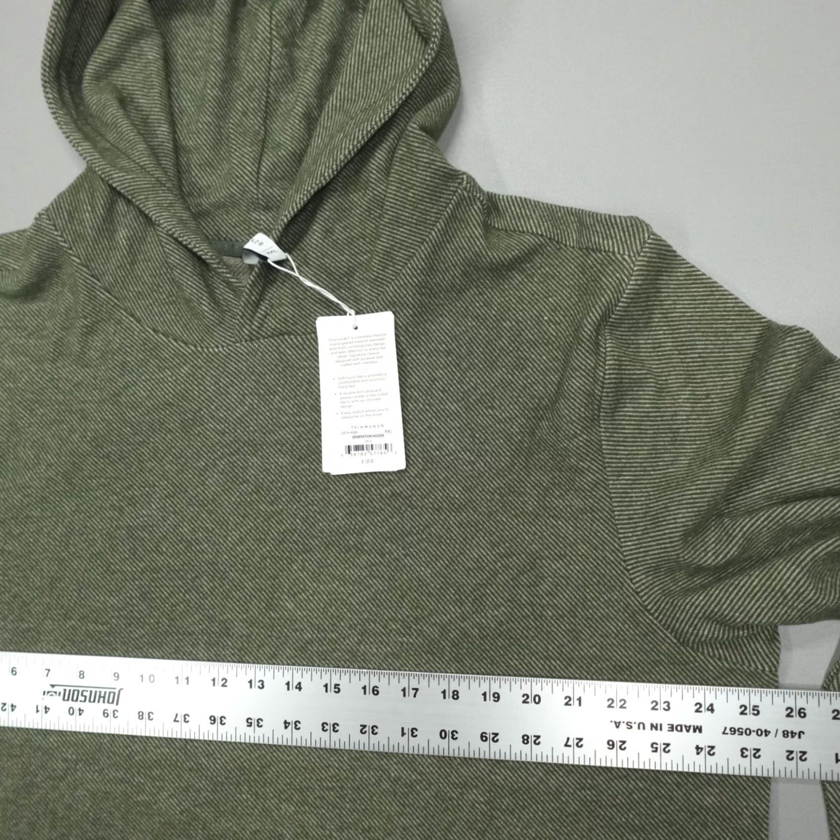 Vintage 7 Diamonds Generation Hoodie Men's Size 2XL Olive Striped Double-Knit Weave Shirt Size US XXL / EU 58 / 5 - 6 Thumbnail