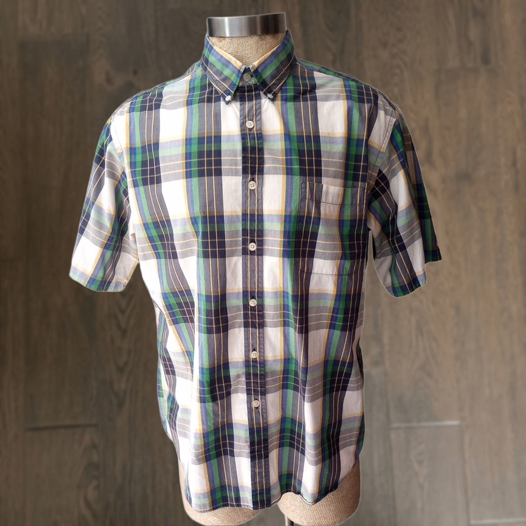 Hunt Club Hunt Club Shirt Mens L Multicolor Plaid Short Sleeve Oxford Button Up Cotton