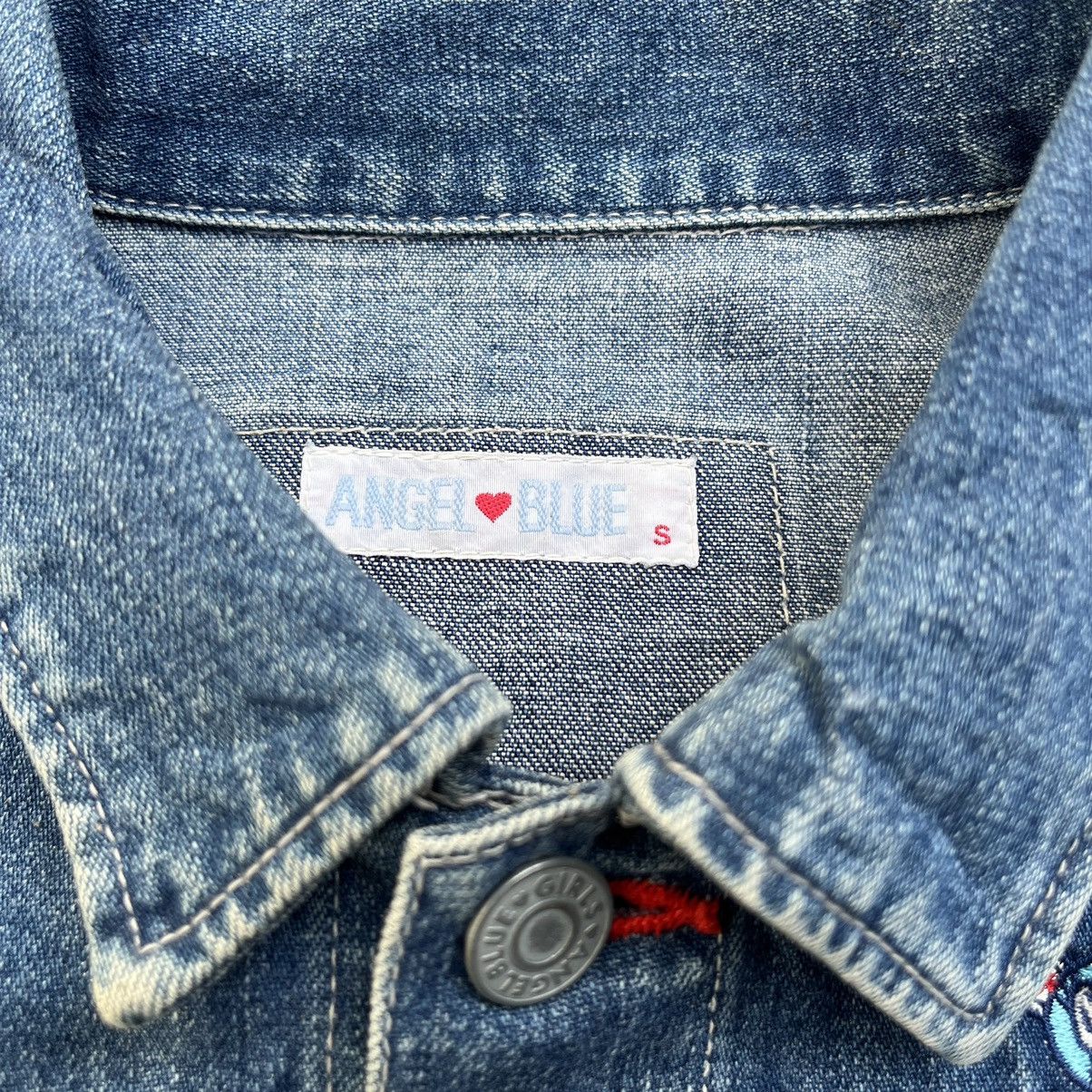 Angel Blue × Hysteric Glamour × Japanese Brand 🇯🇵 2000s Angel Blue Iconic Patchworks Logo Denim Jacket Size S / US 4 / IT 40 - 10 Thumbnail