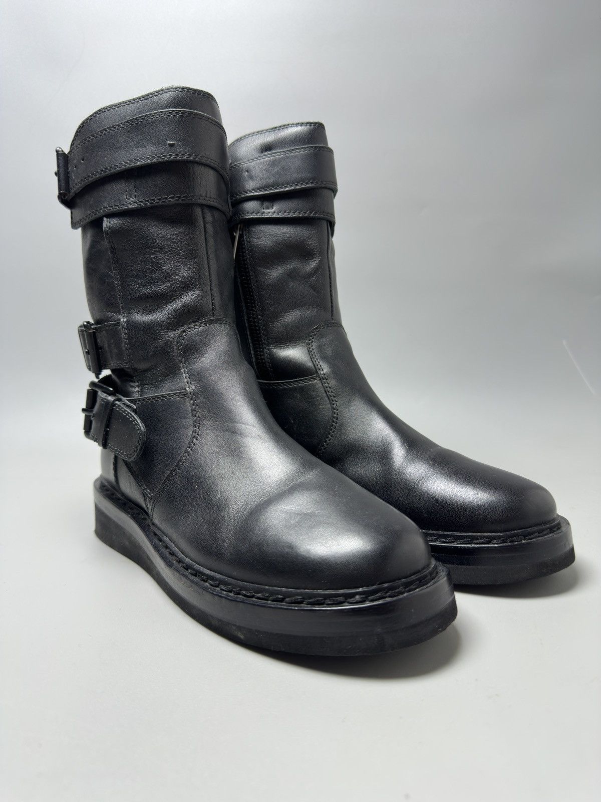Ann Demeulemeester Ann Demeulemeester— Leather Moto Biker Boots Size US 5 / IT 35 - 1 Thumbnail