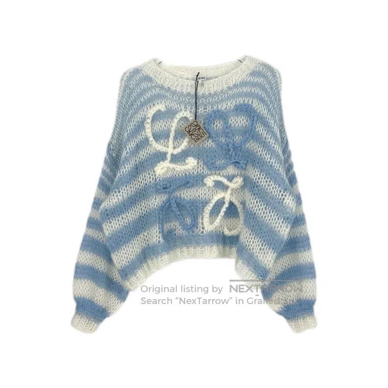 Loewe Loewe Navy Blue and White Striped Classic Big Logo Mohair Size XS / US 0-2 / IT 36-38 - 1 Thumbnail