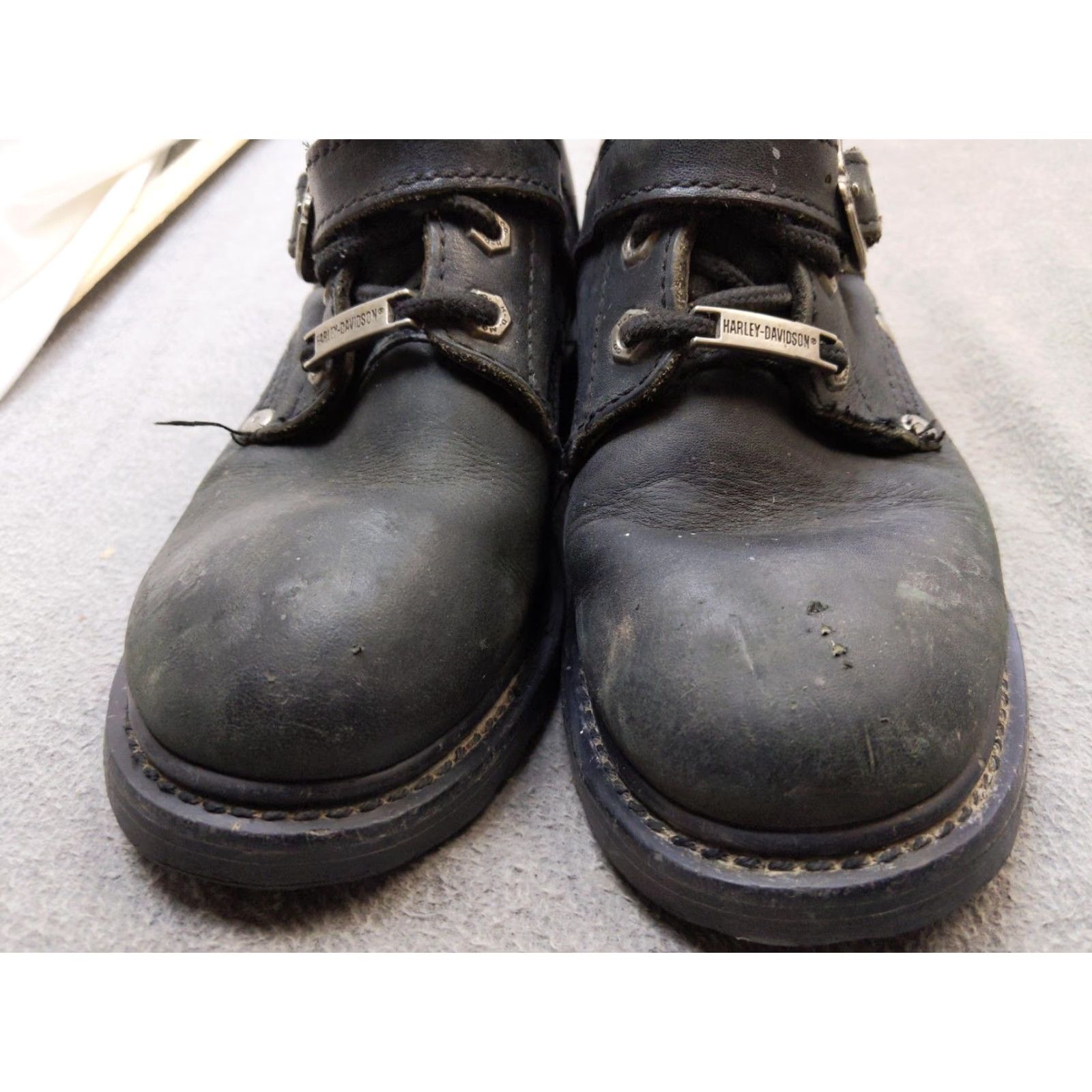 Harley Davidson Harley-Davidson Boots Mens 7.5 Black Leather Lace Up Biker Rubber Outsole Buckle Size US 8 / EU 41 - 4 Thumbnail
