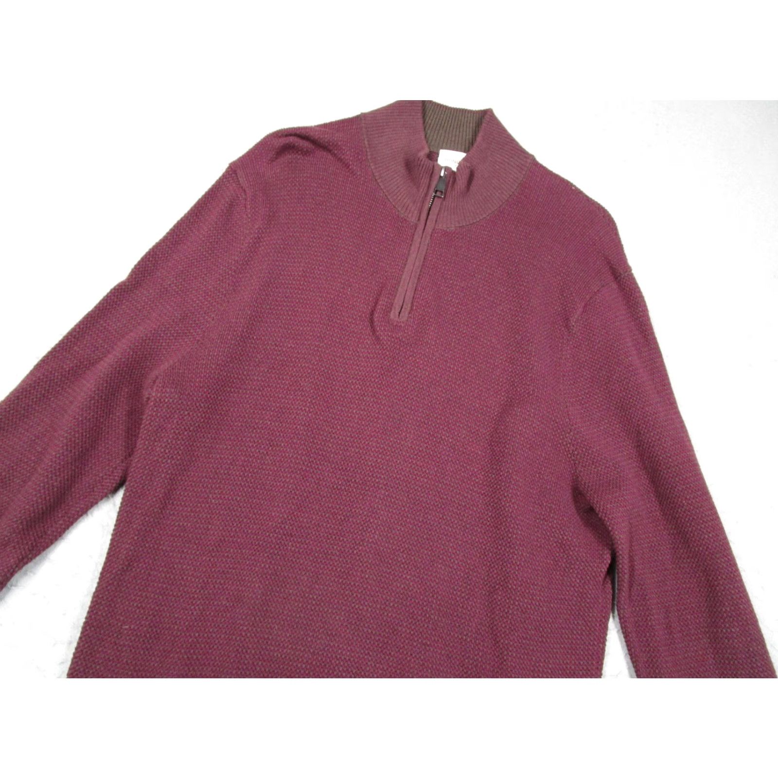 Bonobos Bonobos Sweater Mens Large Red Cashmere 1/4 Zip Mock Neck Waffle Knit Pullover Size US L / EU 52-54 / 3 - 2 Thumbnail