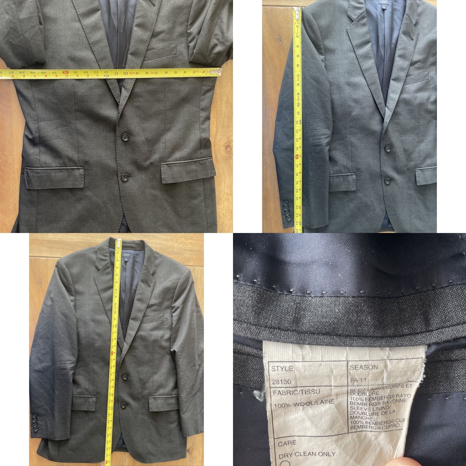 J.Crew J.CREW Ludlow Loro Piana Super 120s Wool Blazer Men 40R Gray Jacket Size 40R - 8 Thumbnail