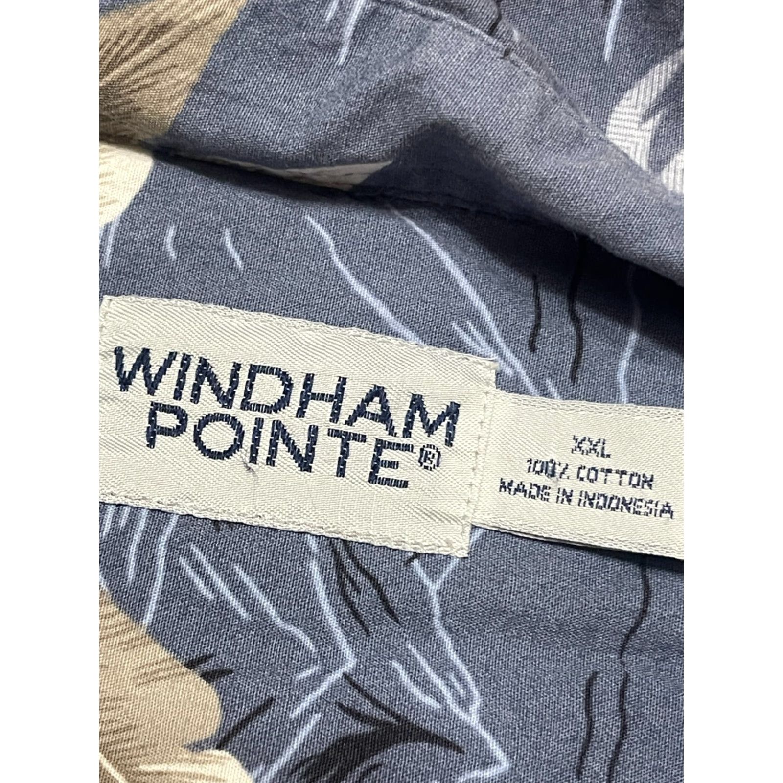 Vintage Windham Pointe Shirt Men's Button-Up Hawaiian 2XL White Grey Blue Short Sleeve Casual Windham Pointe Size US XXL / EU 58 / 5 - 5 Thumbnail