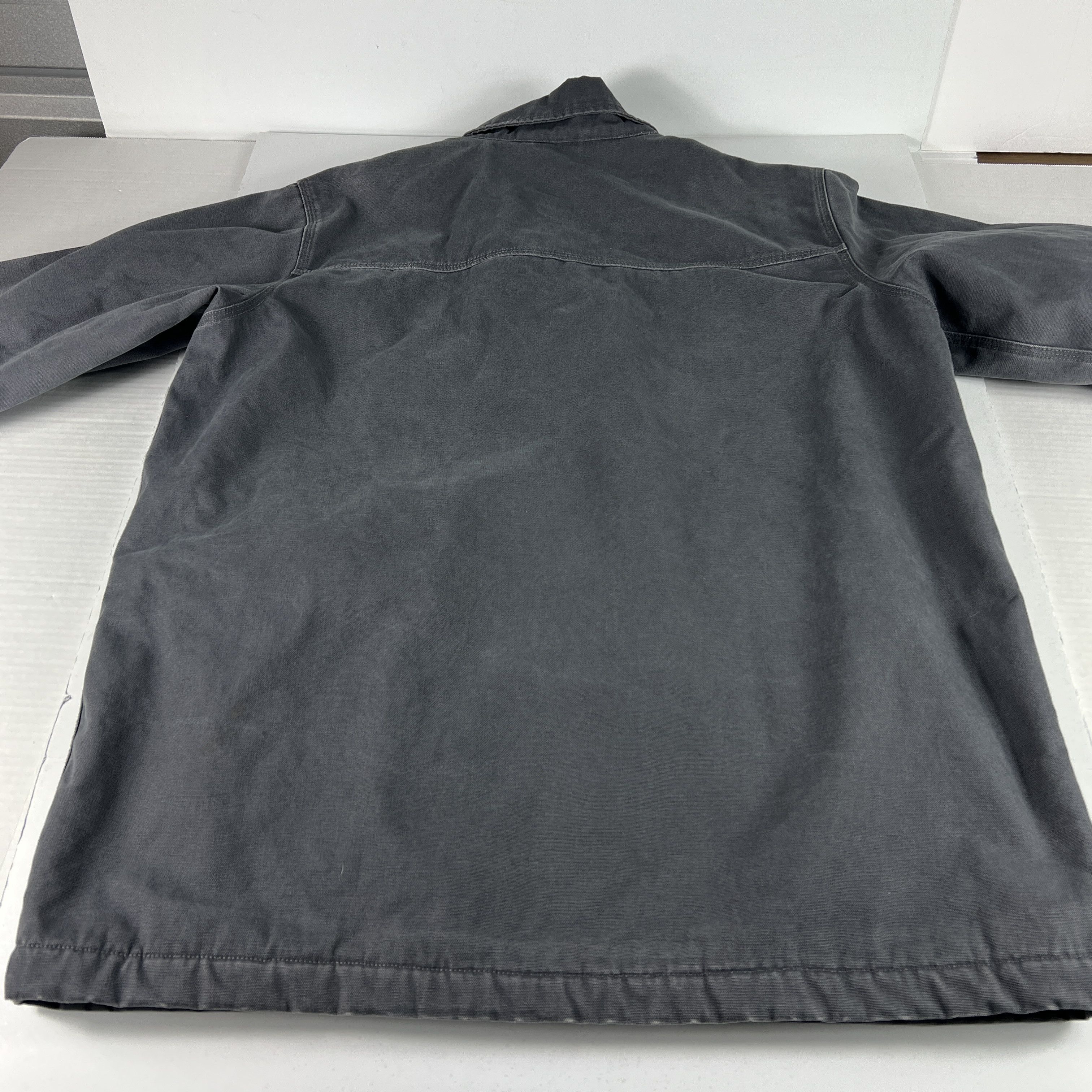 Walls Canvas Chore Jacket Grey Faded Sherpa Lined Full Zip