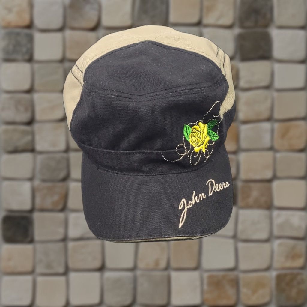 John Deere John Deere Hat Adjustble Painter Hat Multicolor 100% Cotton Rose Green Yellow Embroidered Womens Mens Boys Girls Size ONE SIZE - 1 Thumbnail