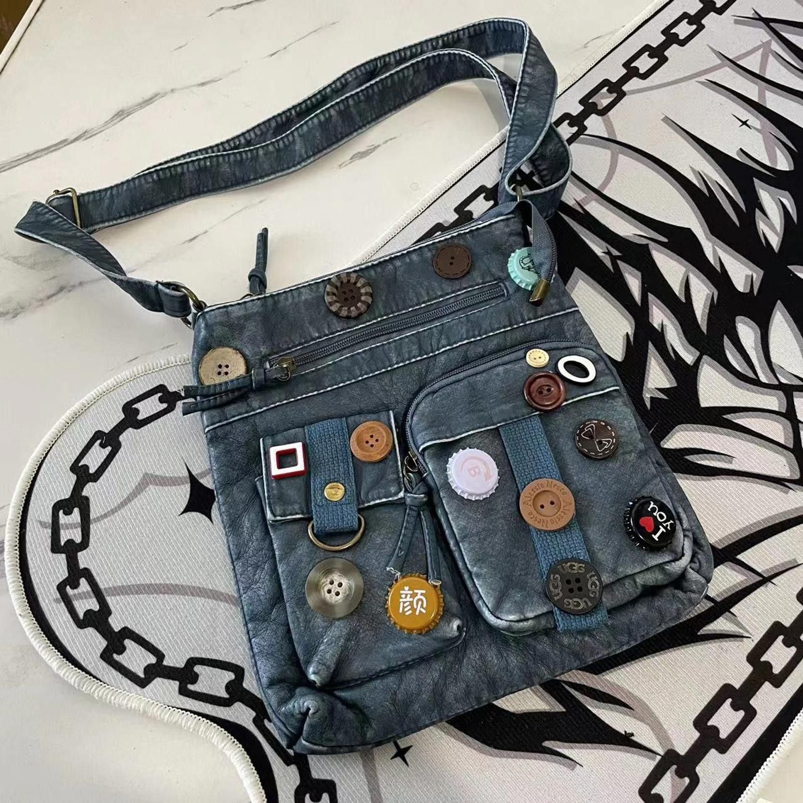 Other Patchwork Shoulder Blue PU Leeather Shoulder Bag Size ONE SIZE - 2 Thumbnail