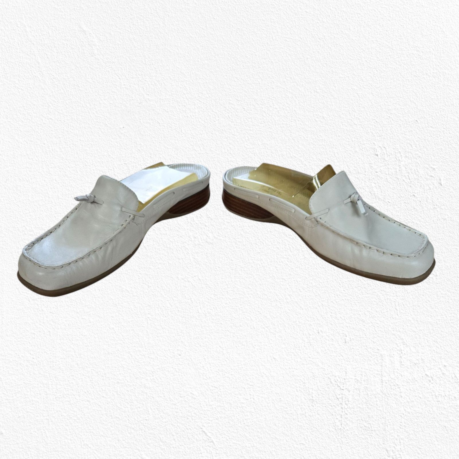 Y2K Natural Beige Slip On Square Toe Mule Loafer Size 9.5