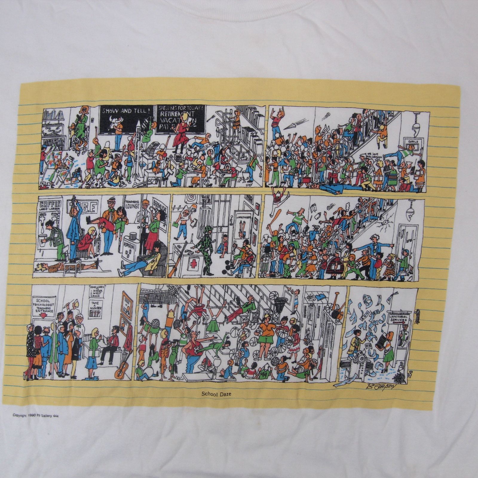 Vintage Vintage B.Johnson "School Daze" Cartoon Graphic Art Shirt Size US XL / EU 56 / 4 - 3 Thumbnail