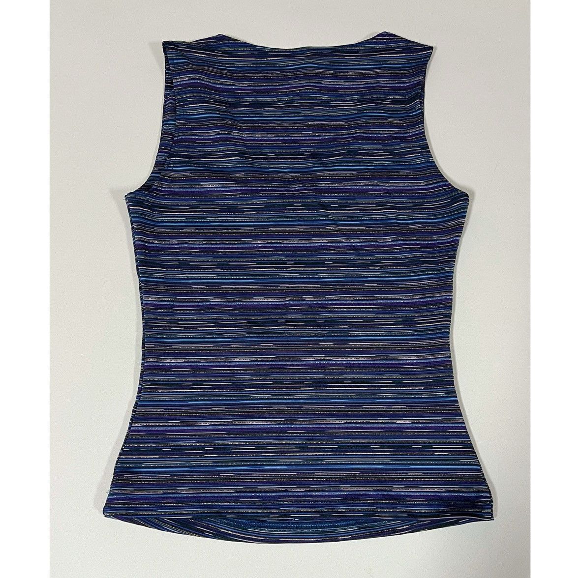Vintage Blue Metallic Striped V-Neck Tank Top Shirt Blouse Size S 💙✨ Size S / US 4 / IT 40 - 4 Thumbnail