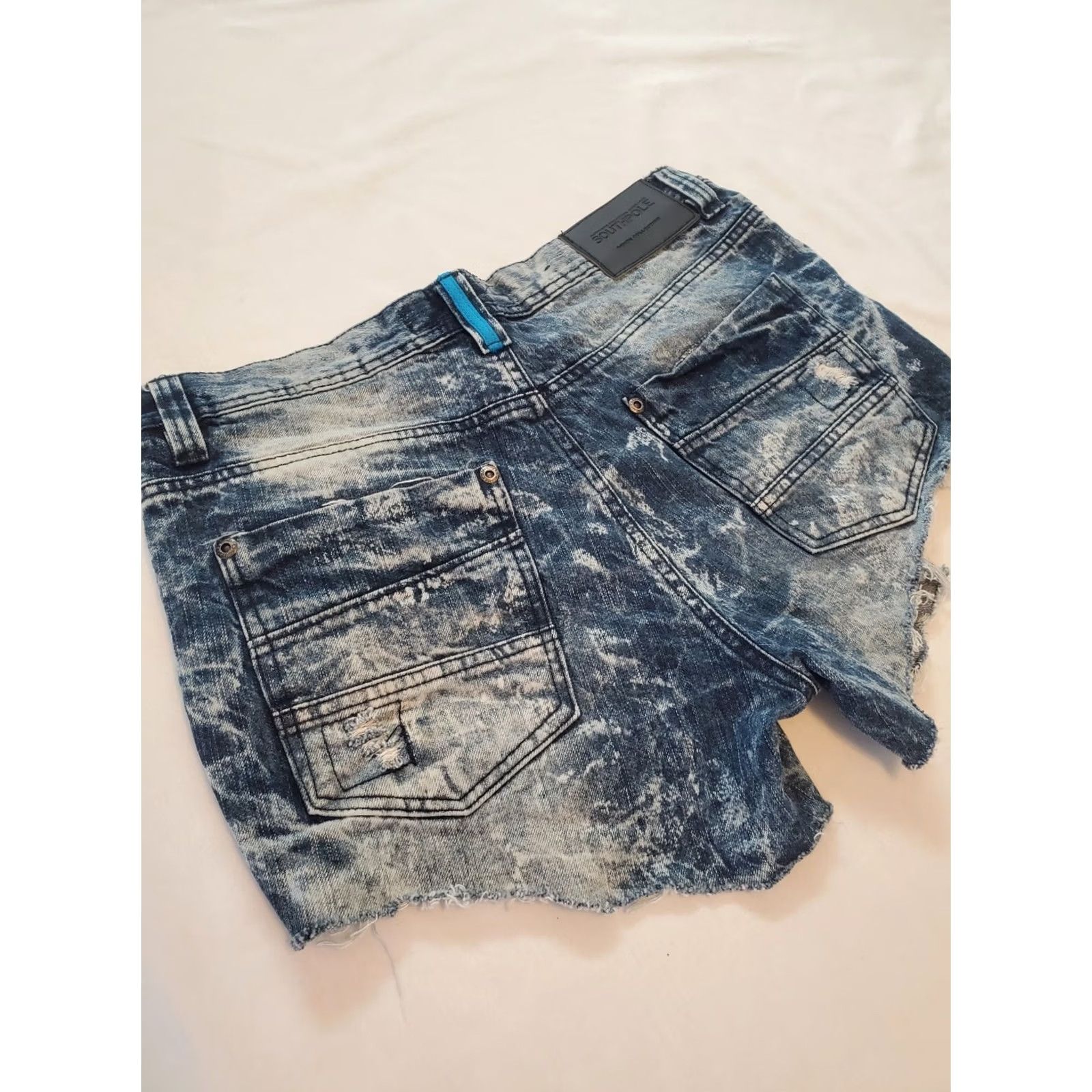 Southpole VINTAGE South Pole Denim Cut off Shorts Sz 32/14 Acid Washed Distressed Blue Womens Size 36" / US 14 / IT 50 - 6 Thumbnail