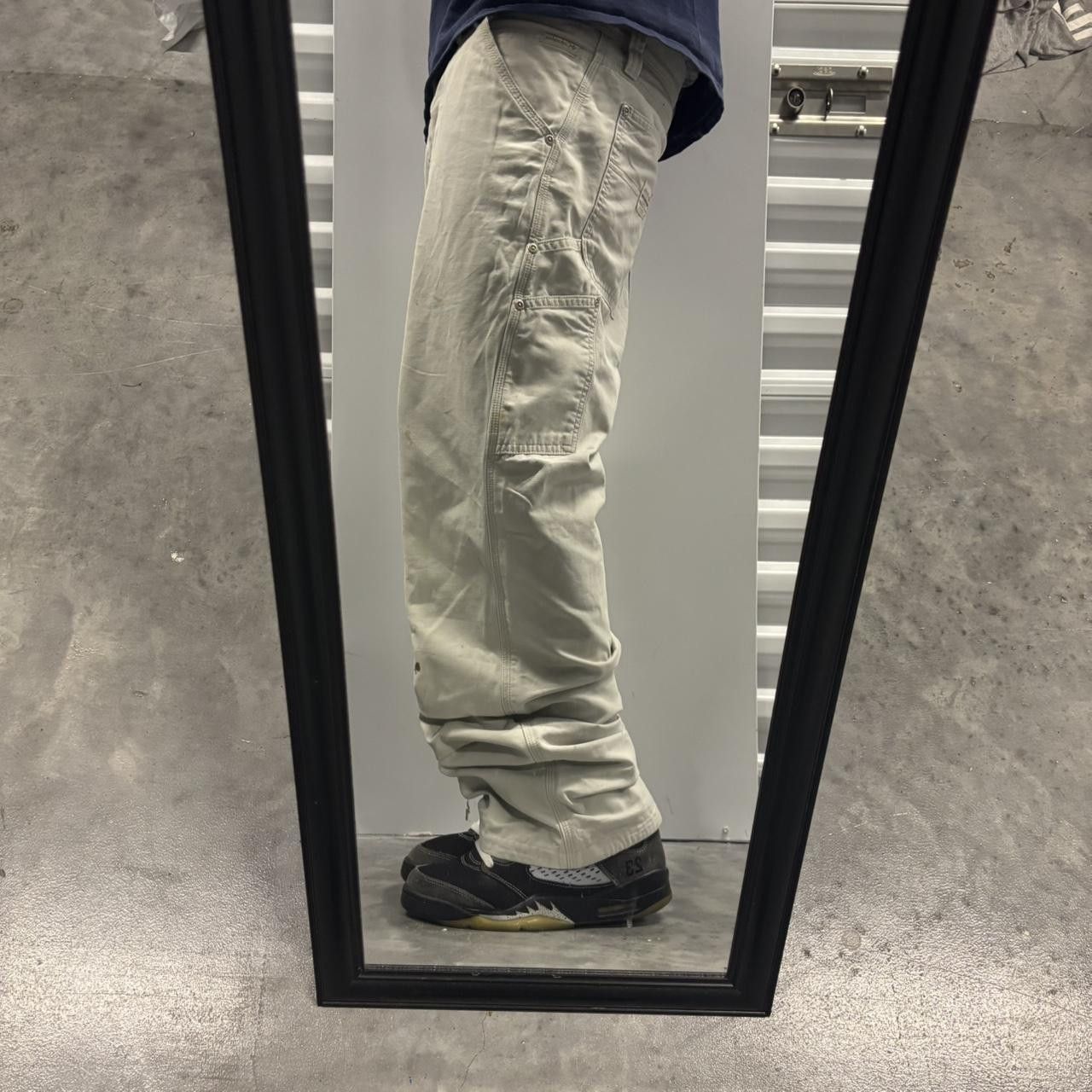 Japanese Brand × Vintage Crazy Vintage Y2K/2000s Baggy White Streetwear Workwear Skater Carpenter Pants! Size US 33 - 2 Thumbnail