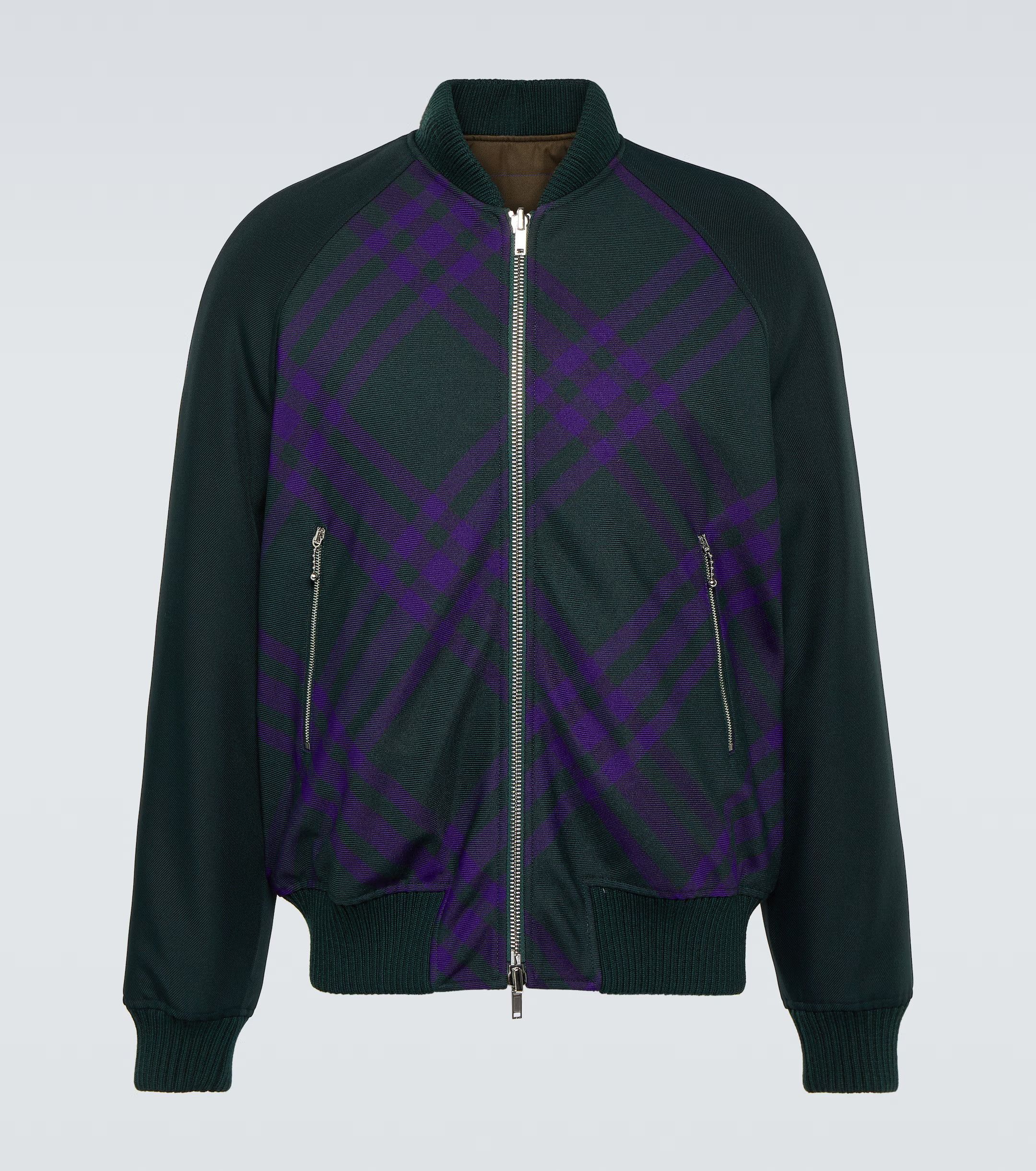 Burberry Burberry Green Check Reversible Bomber Jacket Size US L / EU 52-54 / 3 - 2 Thumbnail