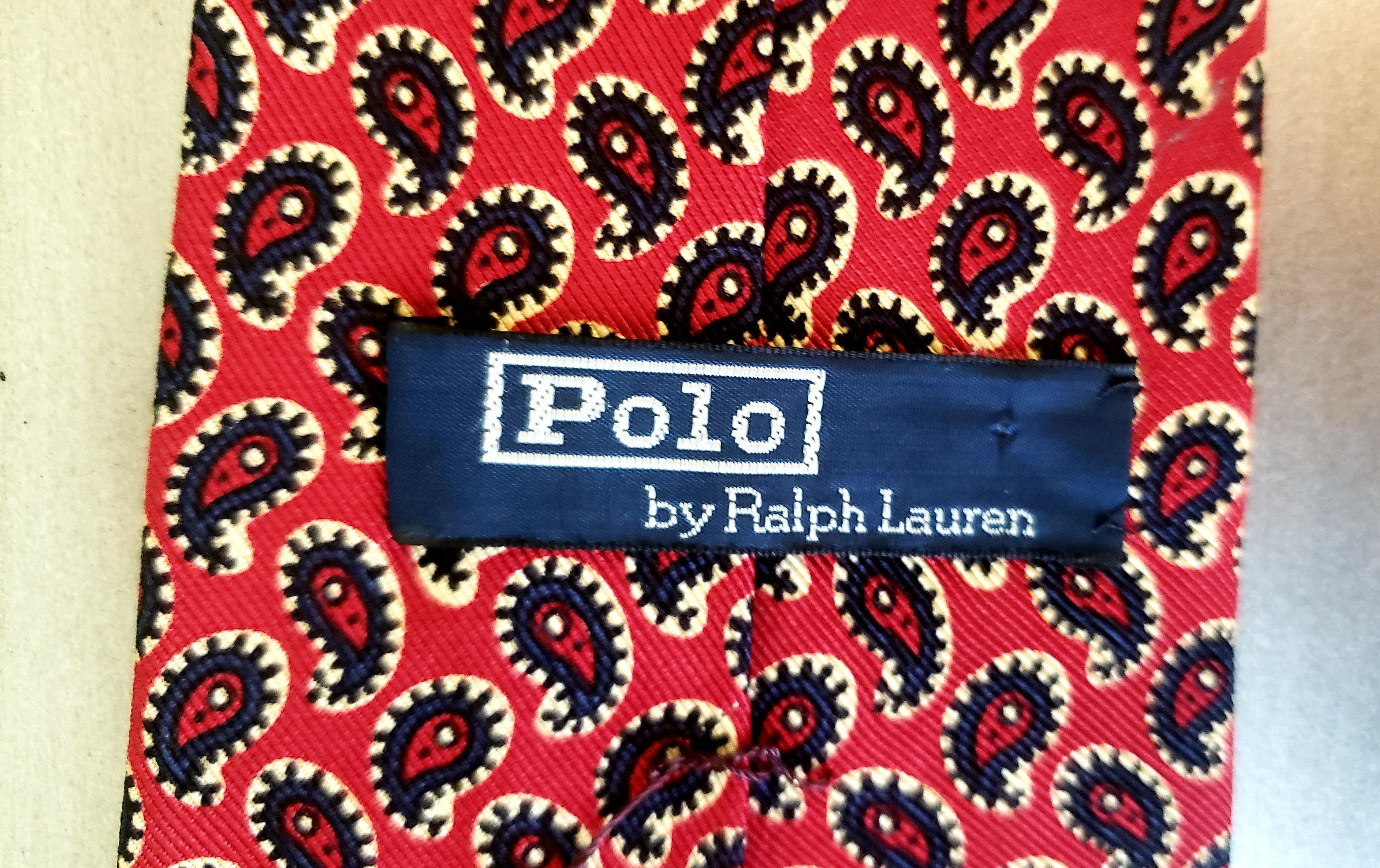 Polo Ralph Lauren neck tie Polo Ralph Lauren red paisley silk vintage 1980s Size ONE SIZE - 5 Thumbnail