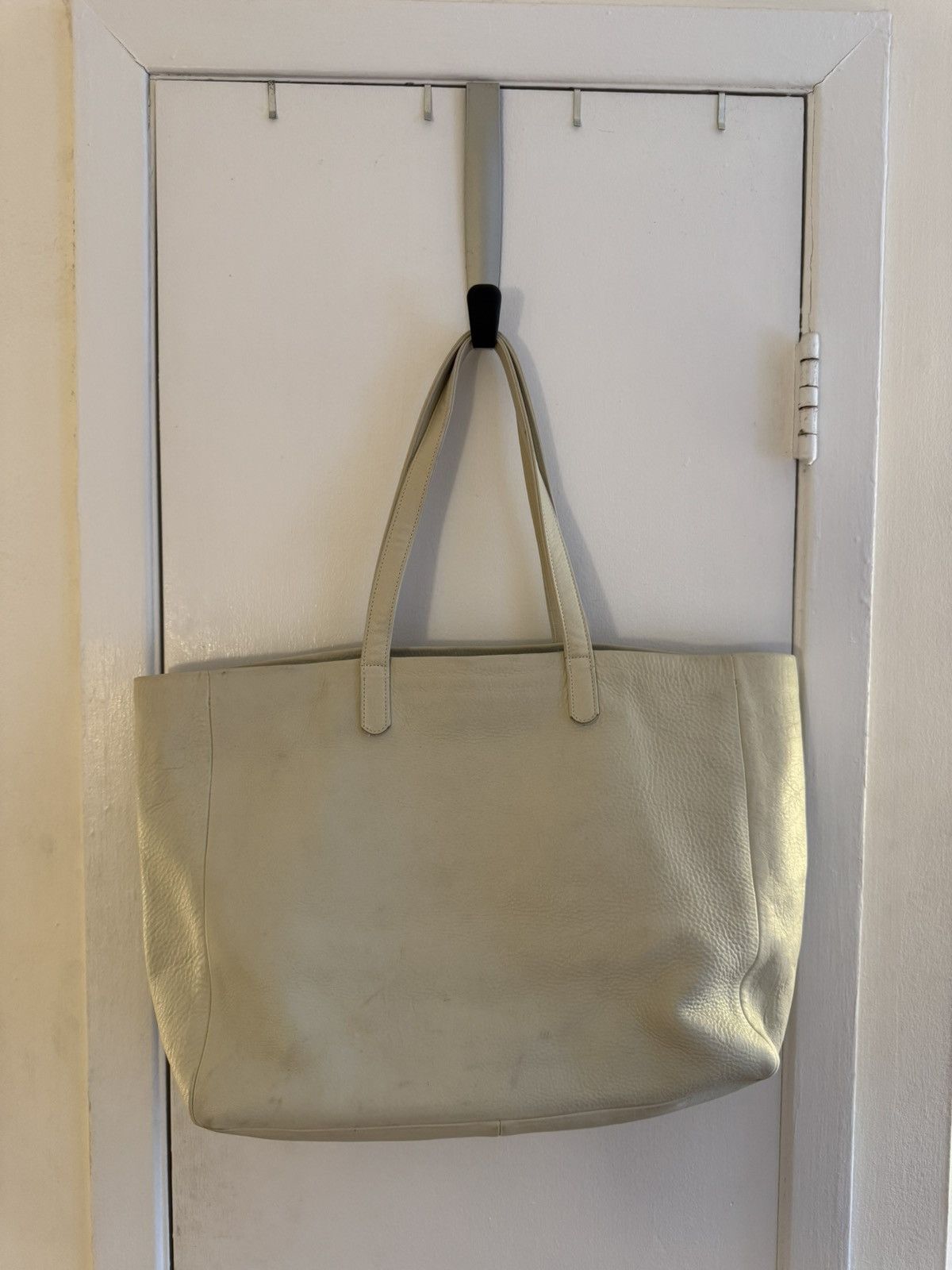 Baggu Baggu Tote Bag Ivory Natural Milled Leather Double Handle Size ONE SIZE - 2 Thumbnail