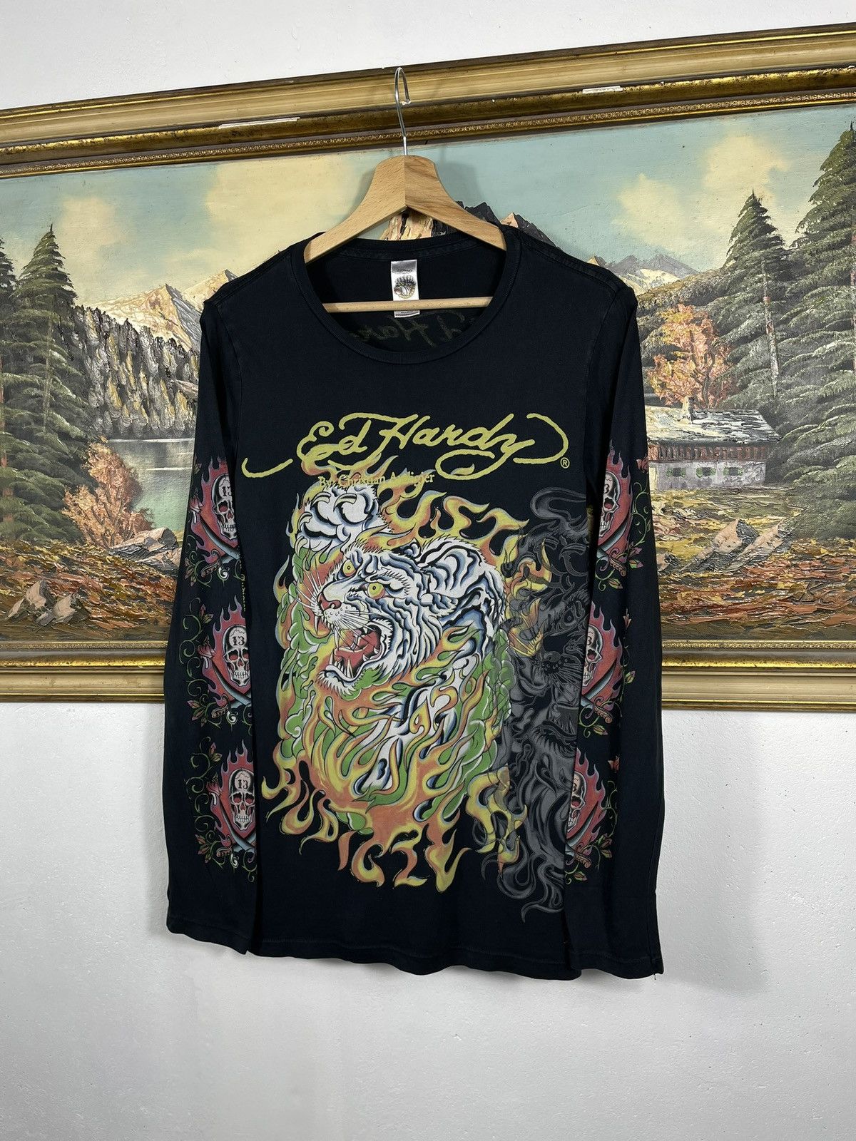 Christian Audigier × Ed Hardy × Vintage Ed Hardy Retro 00s LS Hiphop Rap Swag Drip Affliction Grunge Size US XS / EU 42 / 0 - 3 Thumbnail