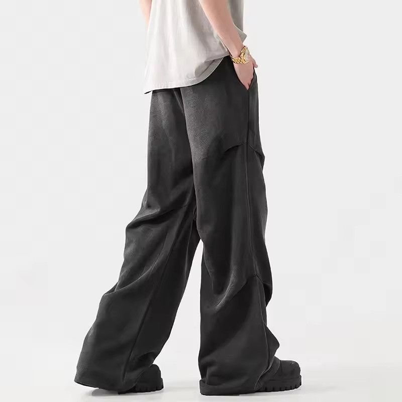 Japanese Brand Pleated Straight Washed Long Wide Leg Sweatpants Size US 33 - 5 Thumbnail