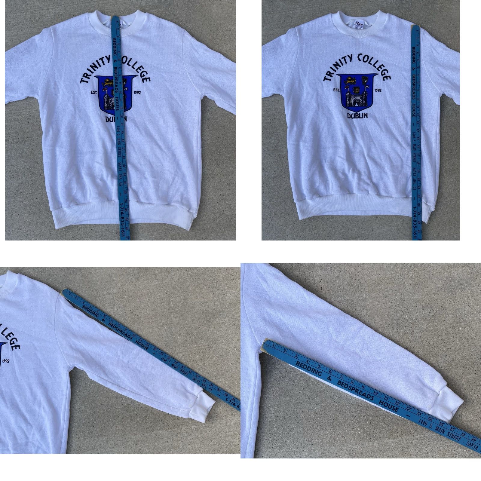 Vintage VINTAGE Elan Casual Designs Trinity College Dublin Sweatshirt Crew Neck Long Sleeve White 50/50 Cotton Polyester Men L Ireland Graphic Print Size US L / EU 52-54 / 3 - 11 Thumbnail