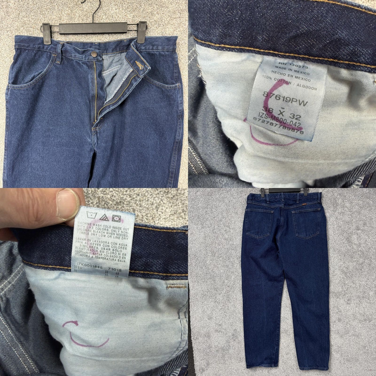Wrangler Wrangler Jeans Mens 36x32 Blue Dark Wash Denim Tapered Leg High Rise Jeans Size US 36 / EU 52 - 8 Thumbnail