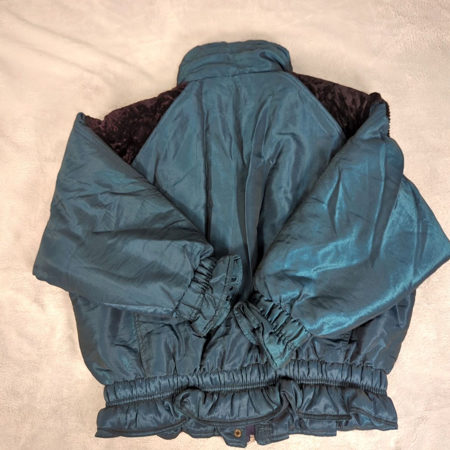 Vintage Otello Pelle Jacket Women Small Green Zip Embroidered Ruffle 90s Size S / US 4 / IT 40 - 3 Thumbnail