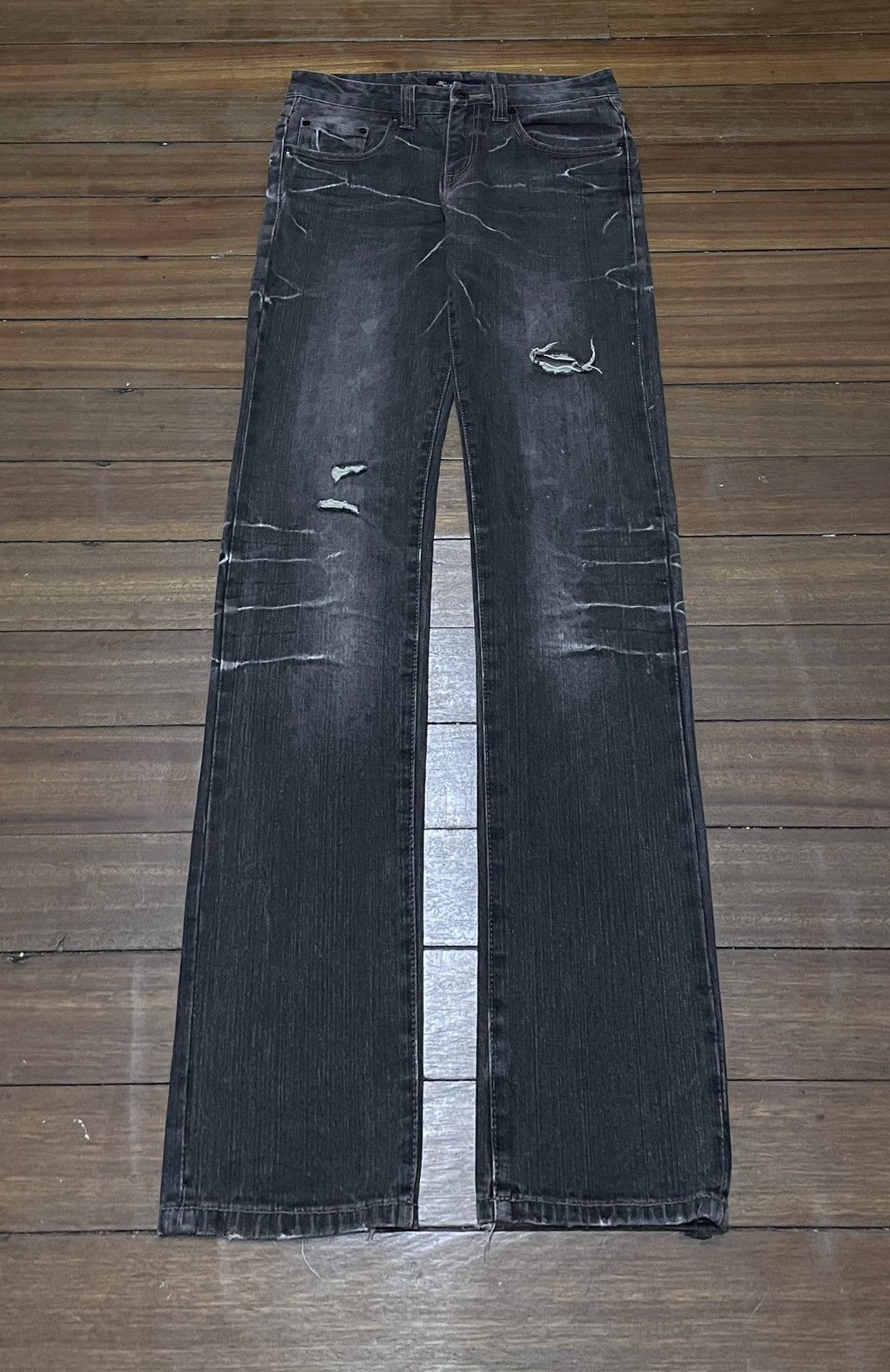 Very Rare Design Vintage Root Three Ripped Flash Jeans 2000s