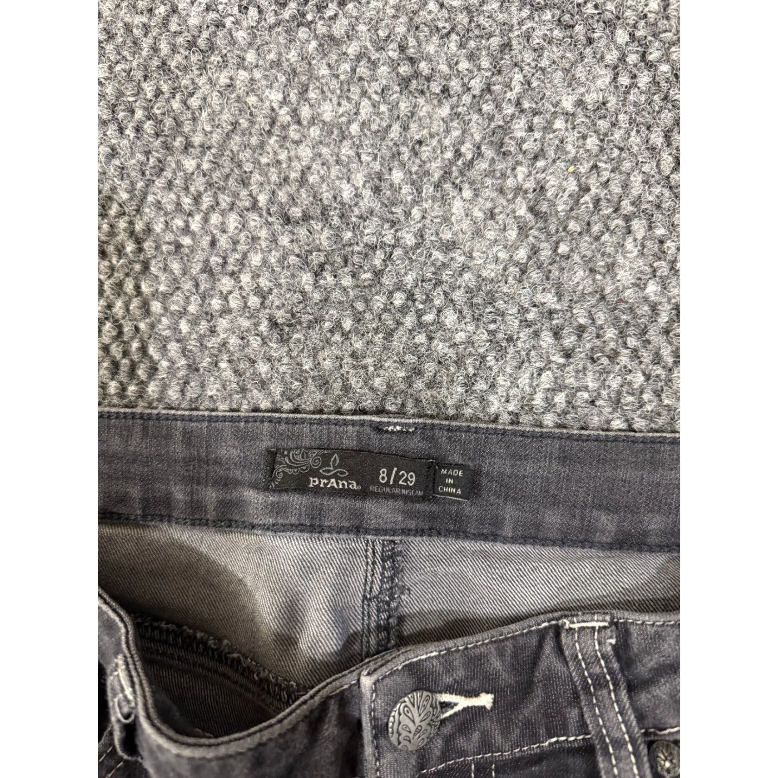 Prana prAna Jeans Womens 8 Gray Skinny Jeans Stretch Organic Cotton Denim Regular Inseam 30in 5-Pocket Design Distressed Pocket Style Size 30" / US 8 / IT 44 - 3 Thumbnail