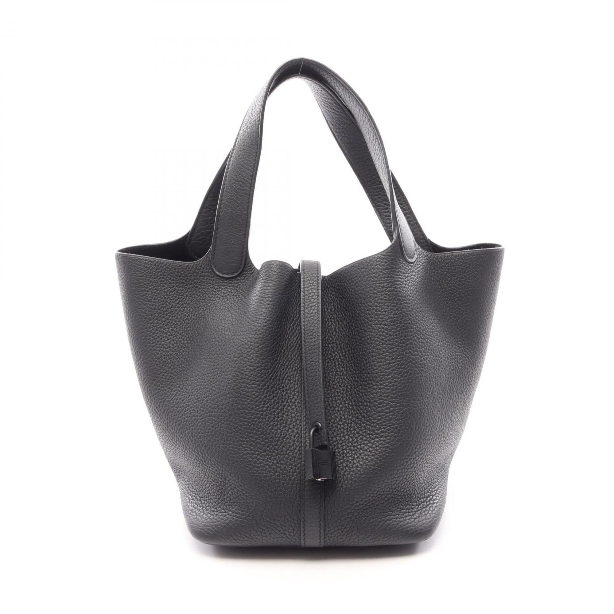 Hermes Hermes Picotin Lock MM Monochrome Handbag with Black Hardware - Taurillon Clemence Leather Women's Size ONE SIZE - 1 Thumbnail