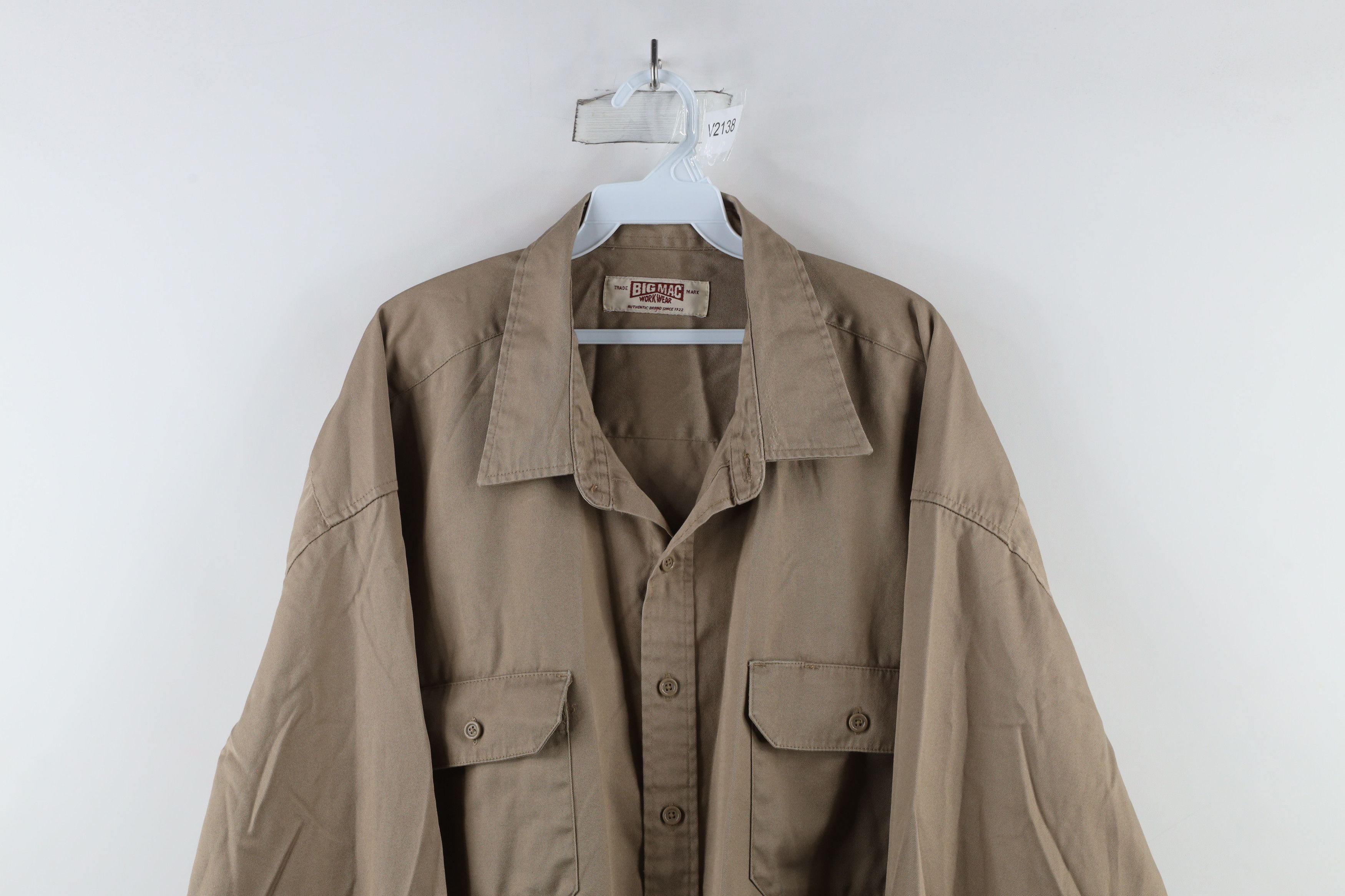 Vintage Vintage 90s Big Mac Workwear Collared Button Shirt Brown Size US XXL / EU 58 / 5 - 2 Thumbnail
